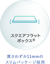 スクエアフラットボックス® 厚さわずか11mmのスリムパッケージ採用